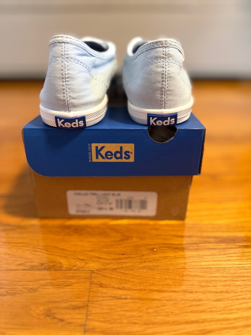 Keds Chillax Twill Slip-On Canvas Sneakers in Pale Blue with Blue Insole - Picture 2 of 6